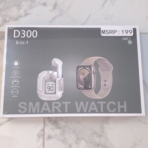 D300 8-in-1 Smart Watch with AirPods, New in sealed Box, Unisex
